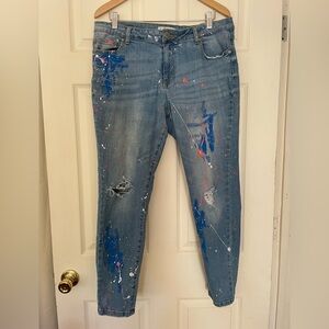 Eloquii Paint-Splatter Skinny Jeans, size 16